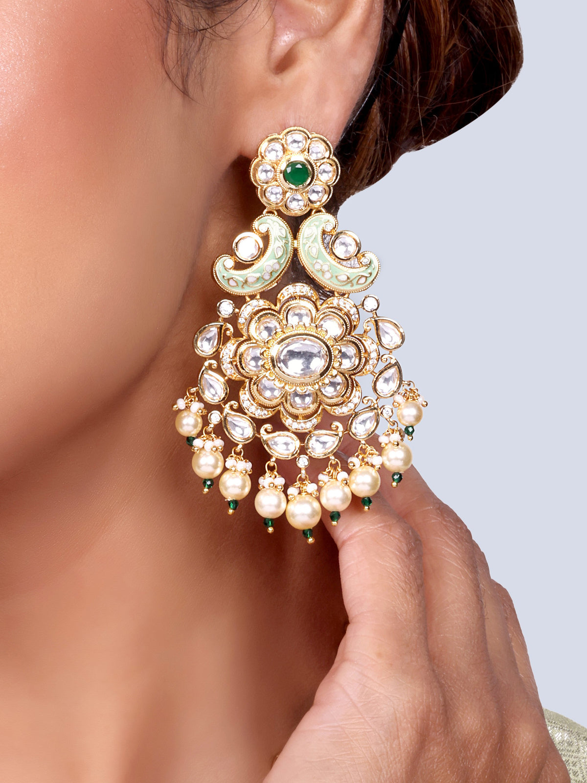 Pankhuri Bridal Meenakari Designer Necklace Set (Mint)
