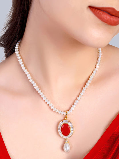 Maira Coral Designer Pearl Necklace Set