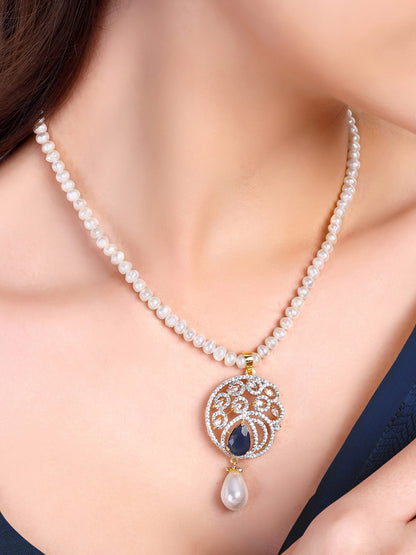 Inaya Sapphire Designer Pearl NecklaceSet