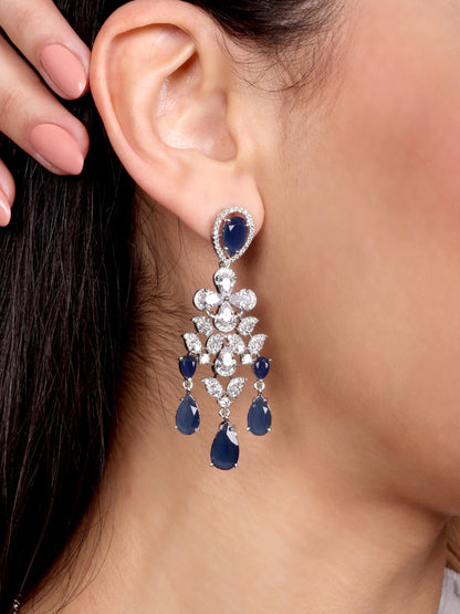 Tara- Designer layered Necklace Set (Sapphire)
